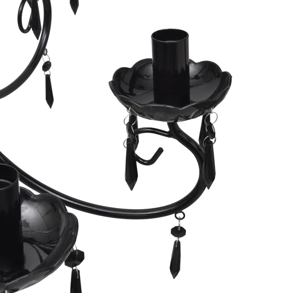 Lampada Da Soffitto Pendente Elegante Nera 6 Portalampade Nero