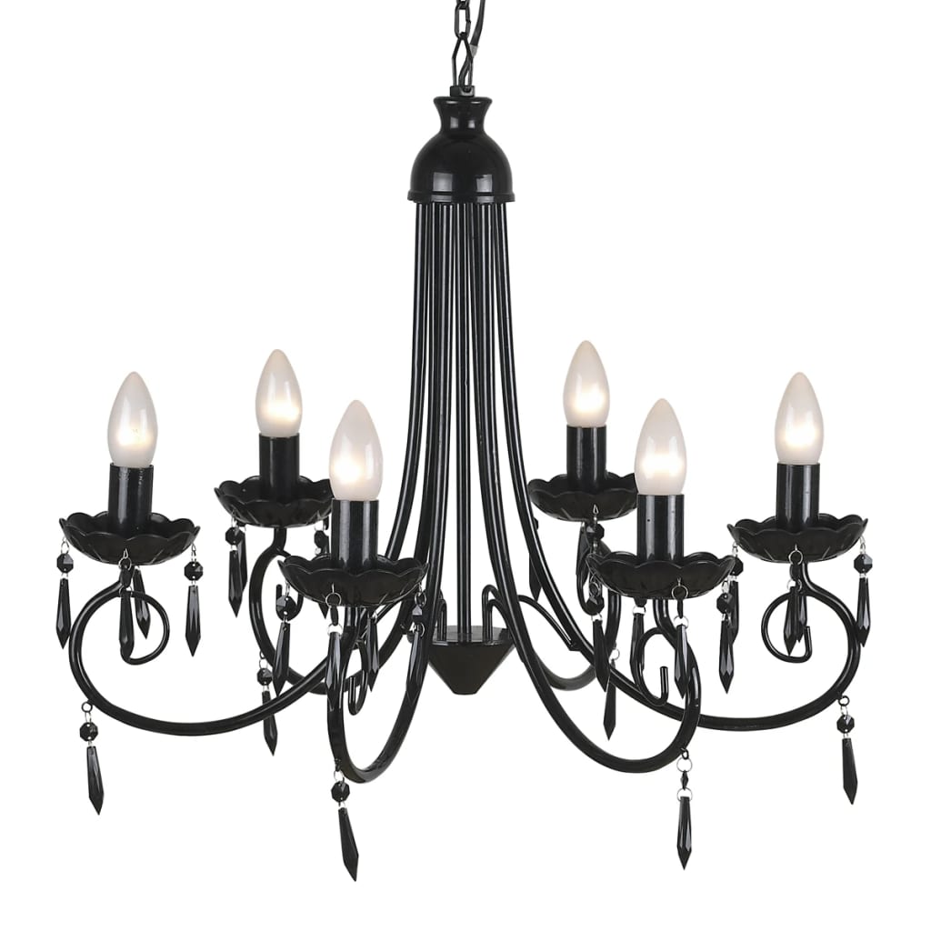 Lampada Da Soffitto Pendente Elegante Nera 6 Portalampade Nero