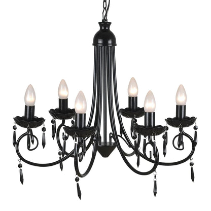 Lampada Da Soffitto Pendente Elegante Nera 6 Portalampade Nero