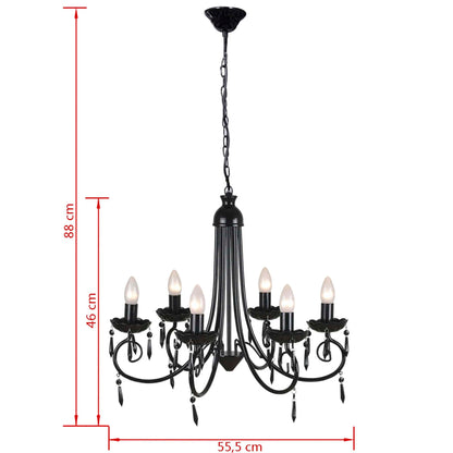 Lampada Da Soffitto Pendente Elegante Nera 6 Portalampade Nero