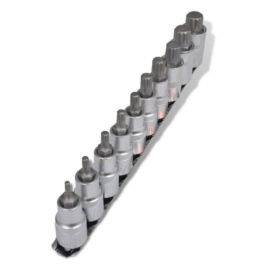 Set Di Bussole A 12 Punte 10 Pz Su Striscia Verde
