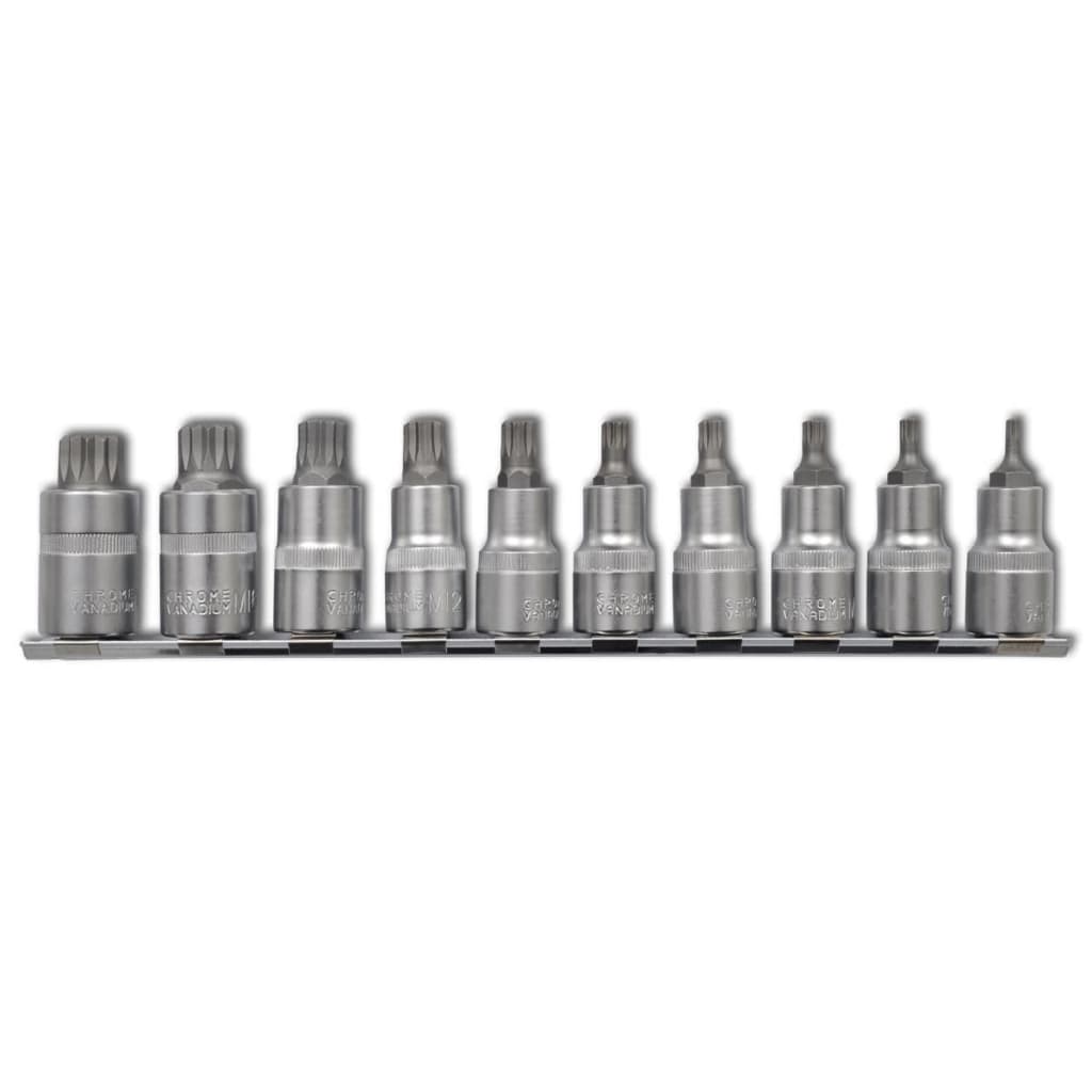 Set Di Bussole A 12 Punte 10 Pz Su Striscia Verde