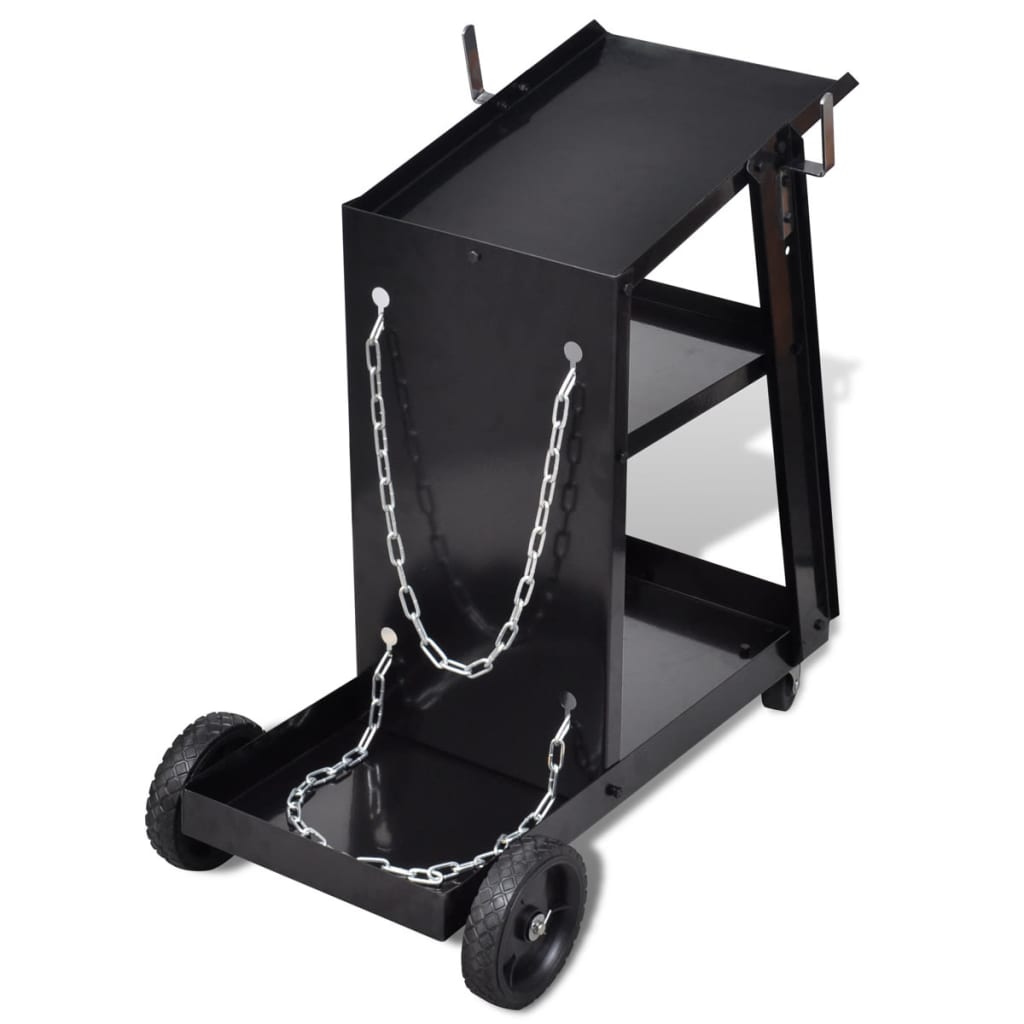 Carrello Di Saldatura Nero Con 3 Ripiani Per Officine