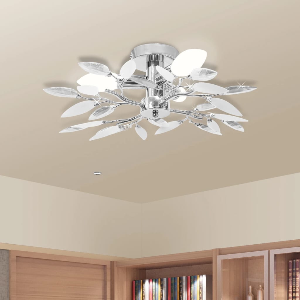 Lampada Da Soffitto E Bianco In Cristalli Acrilici 5 E14