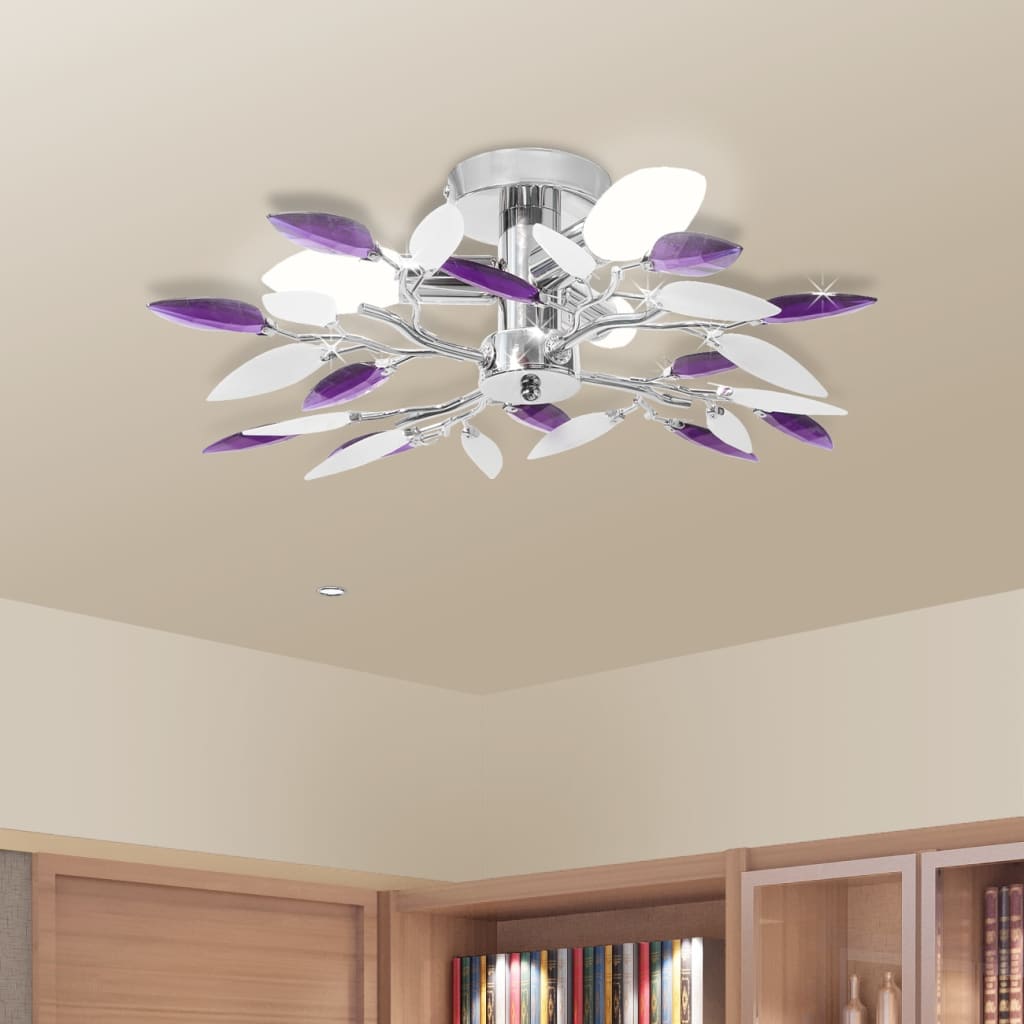 Lampada Da Soffitto E Bianco In Cristalli Acrilici 5 E14