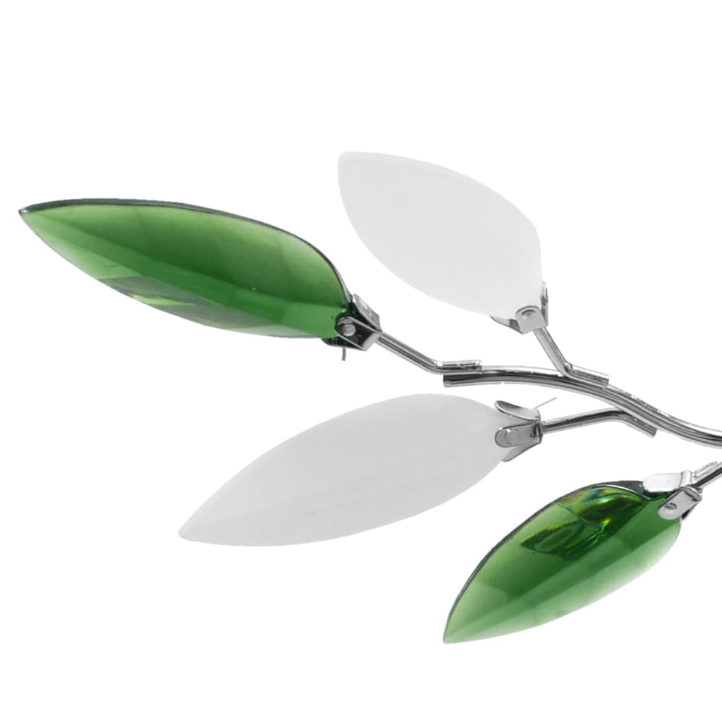 Lampada Soffitto Foglie Bianco E Cristallo Acrilico 3Xe14 Verde