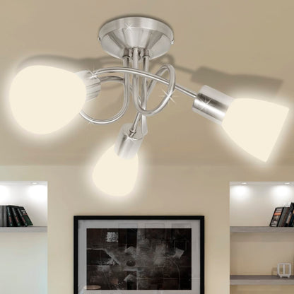 Lampadario Paralume In Ceramica A Coppa Bianco 3 Lampadine E14