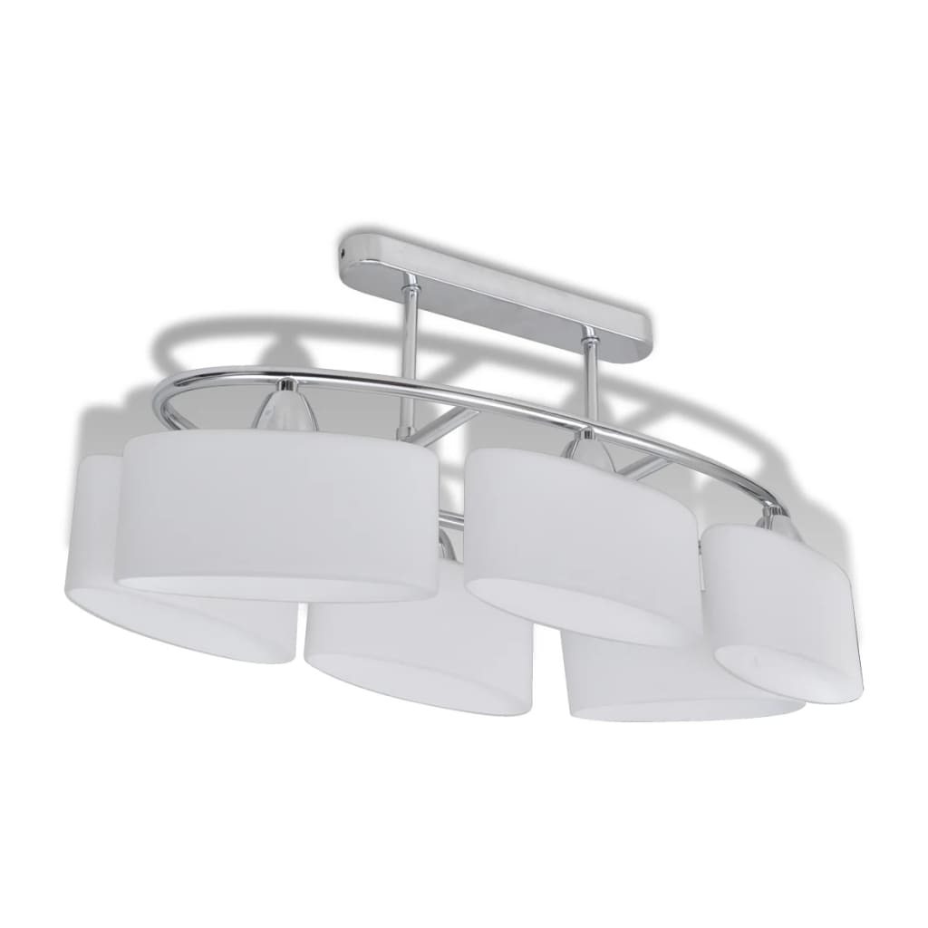 Lampada Da Soffitto Paralume Ellissoidale Vetro 6 Lampadine E14