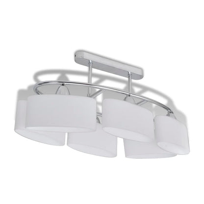 Lampada Da Soffitto Paralume Ellissoidale Vetro 6 Lampadine E14