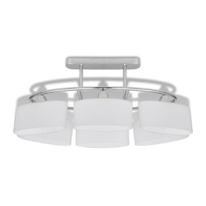 Lampada Da Soffitto Paralume Ellissoidale Vetro 6 Lampadine E14