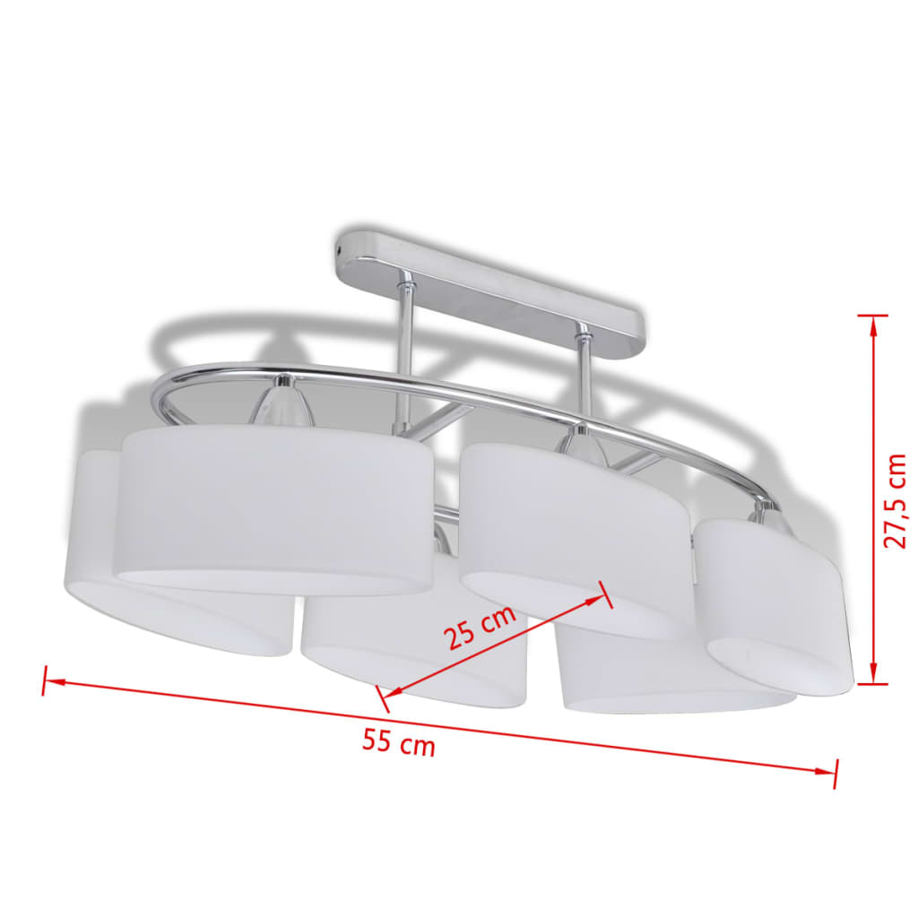 Lampada Da Soffitto Paralume Ellissoidale Vetro 6 Lampadine E14