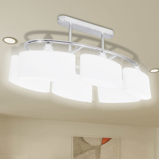 Lampada Da Soffitto Paralume Ellissoidale Vetro 6 Lampadine E14