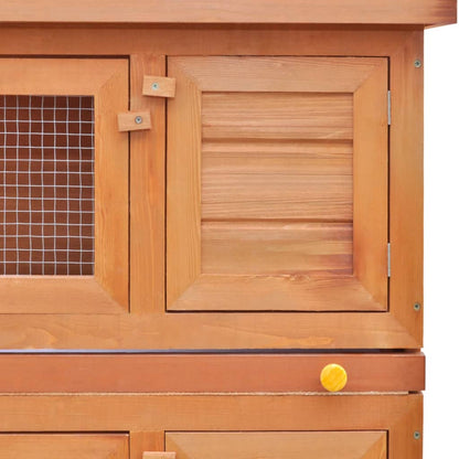 Conigliera All'aperto Gabbia Piccoli Animali 4 Porte Legno