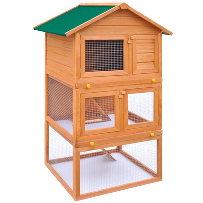 Conigliera All'aperto Gabbia Animali Piccoli A 3 Livelli Legno