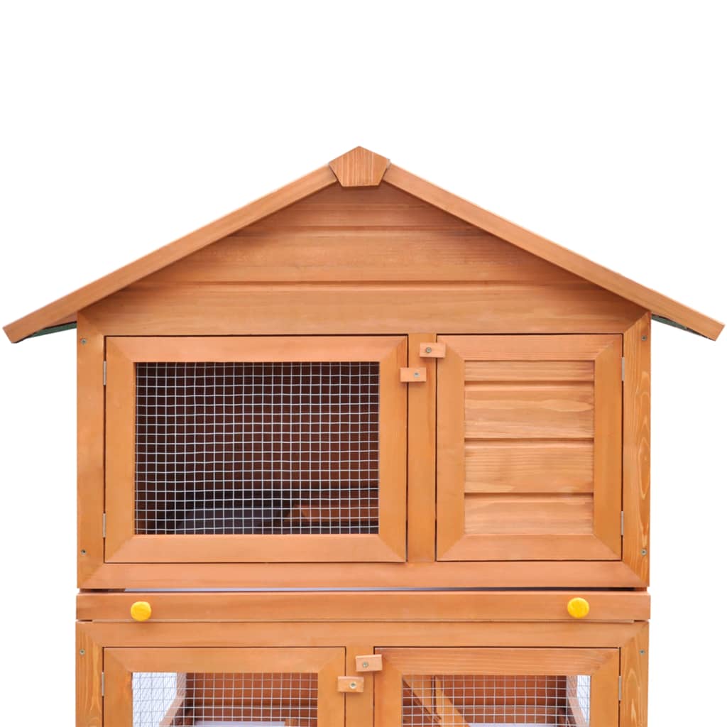 Conigliera All'aperto Gabbia Animali Piccoli A 3 Livelli Legno
