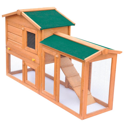 Conigliera Per Esterni Grande Marrone Bianca 145X45X84 Cm Legno