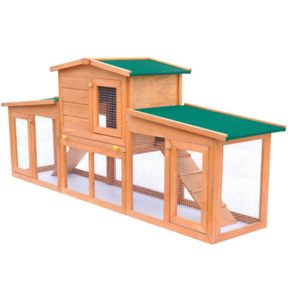Conigliera Per Esterni Grande Grigia E Bianca 204X45X85Cm In Legno