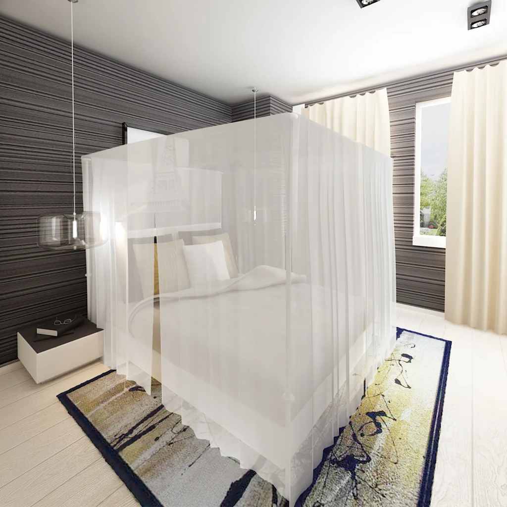 Set Zanzariere Quadrate Per Letto Con Aperture 2 Pezzi
