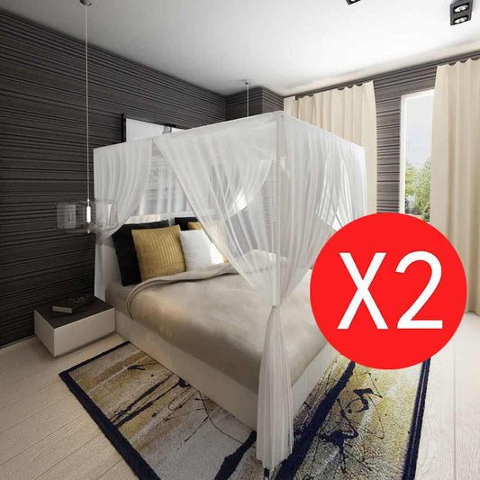 Set Zanzariere Quadrate Per Letto Con Aperture 2 Pezzi