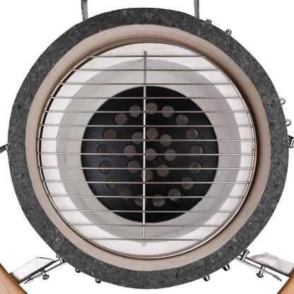 Kamado Griglia Barbecue Affumicatore In Ceramica 44 Cm Antracite