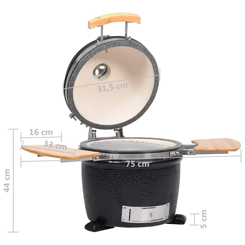 Kamado Griglia Barbecue Affumicatore In Ceramica 44 Cm Antracite