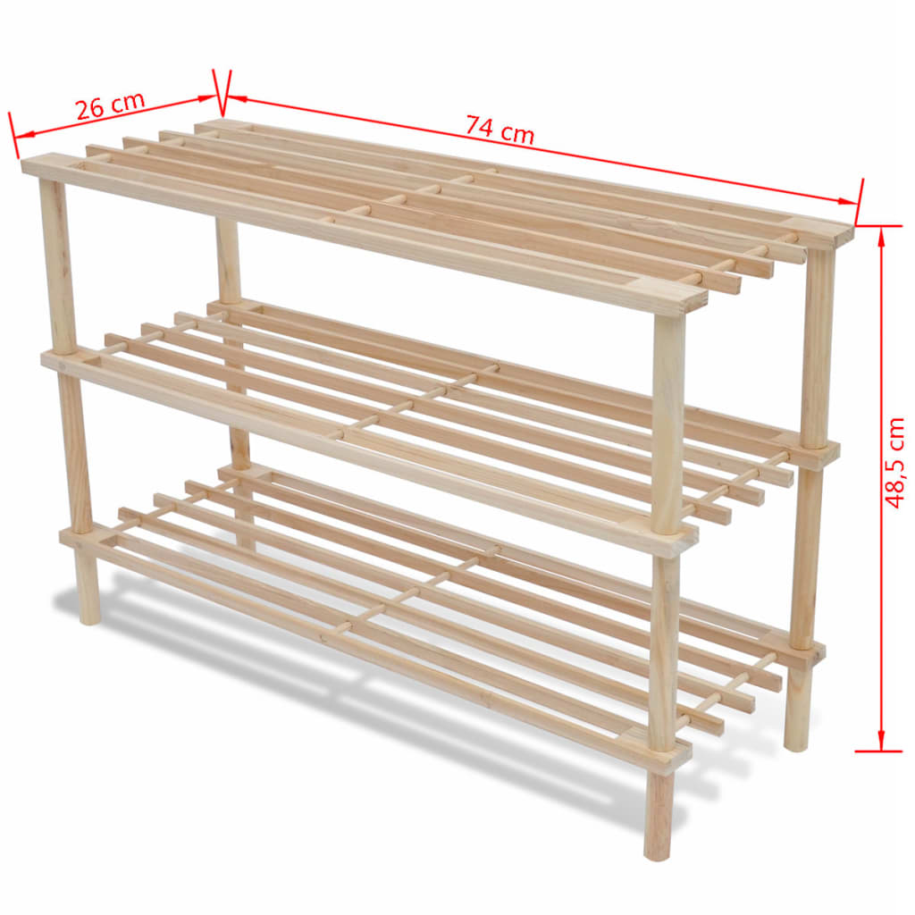 Scarpiere A 3 Livelli 2 Pz In Legno Massello Di Abete