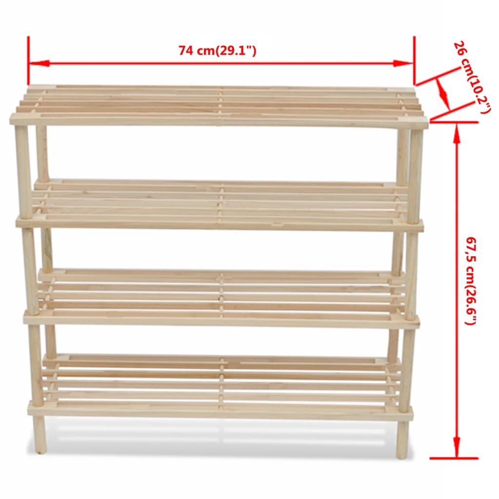 Scarpiere A 4 Livelli 2 Pz In Legno Massello Di Abete