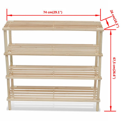 Scarpiere A 4 Livelli 2 Pz In Legno Massello Di Abete