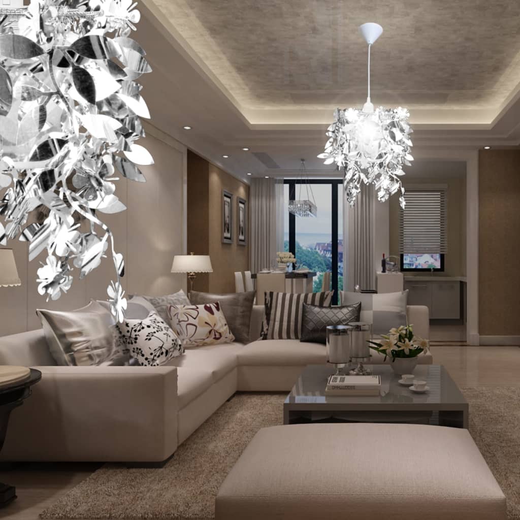 Lampadario Da Soffitto Foglie E Paillette 21,5 X 30 Cm