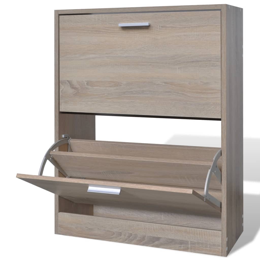Scarpiera In Legno Effetto Con 2 Scomparti Rovere