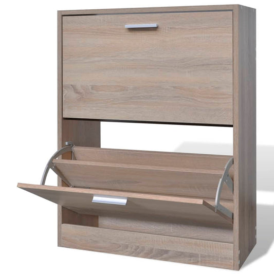 Scarpiera In Legno Effetto Con 2 Scomparti Rovere