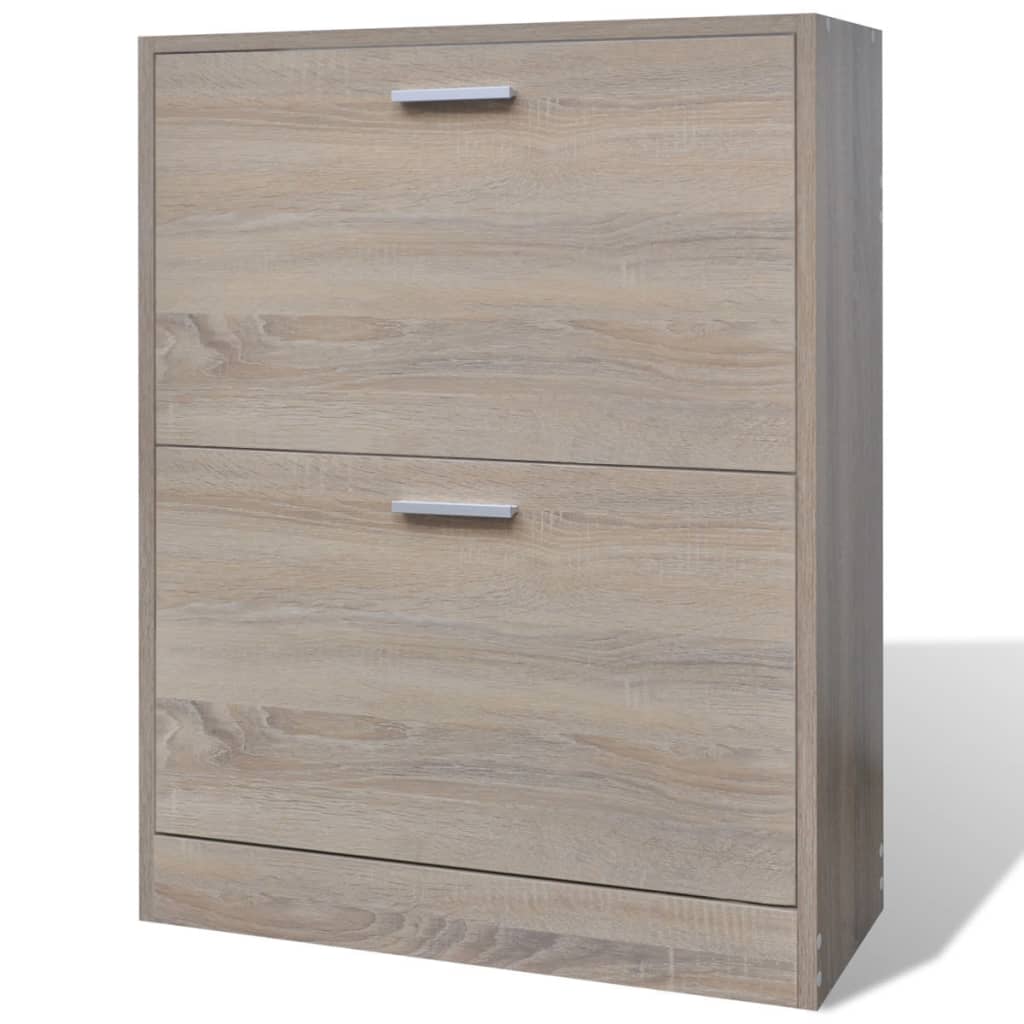 Scarpiera In Legno Effetto Con 2 Scomparti Rovere