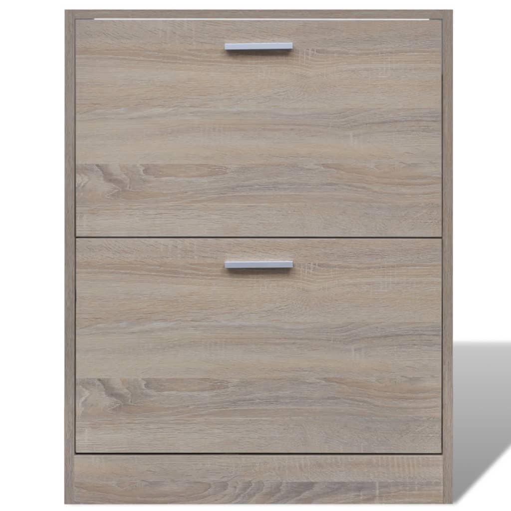 Scarpiera In Legno Effetto Con 2 Scomparti Rovere