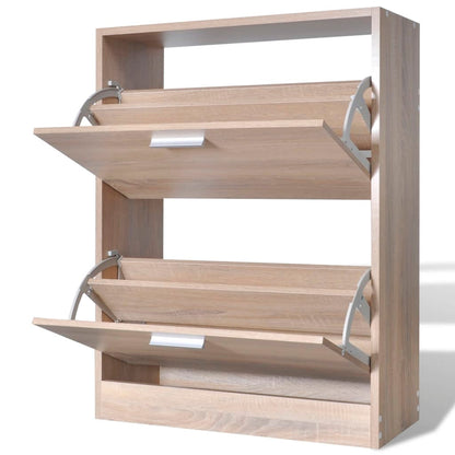 Scarpiera In Legno Effetto Con 2 Scomparti Rovere