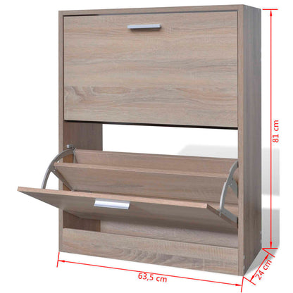 Scarpiera In Legno Effetto Con 2 Scomparti Rovere