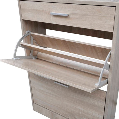Scarpiera Con 1 Cassetto E Mensola Vetro Sopra In Legno