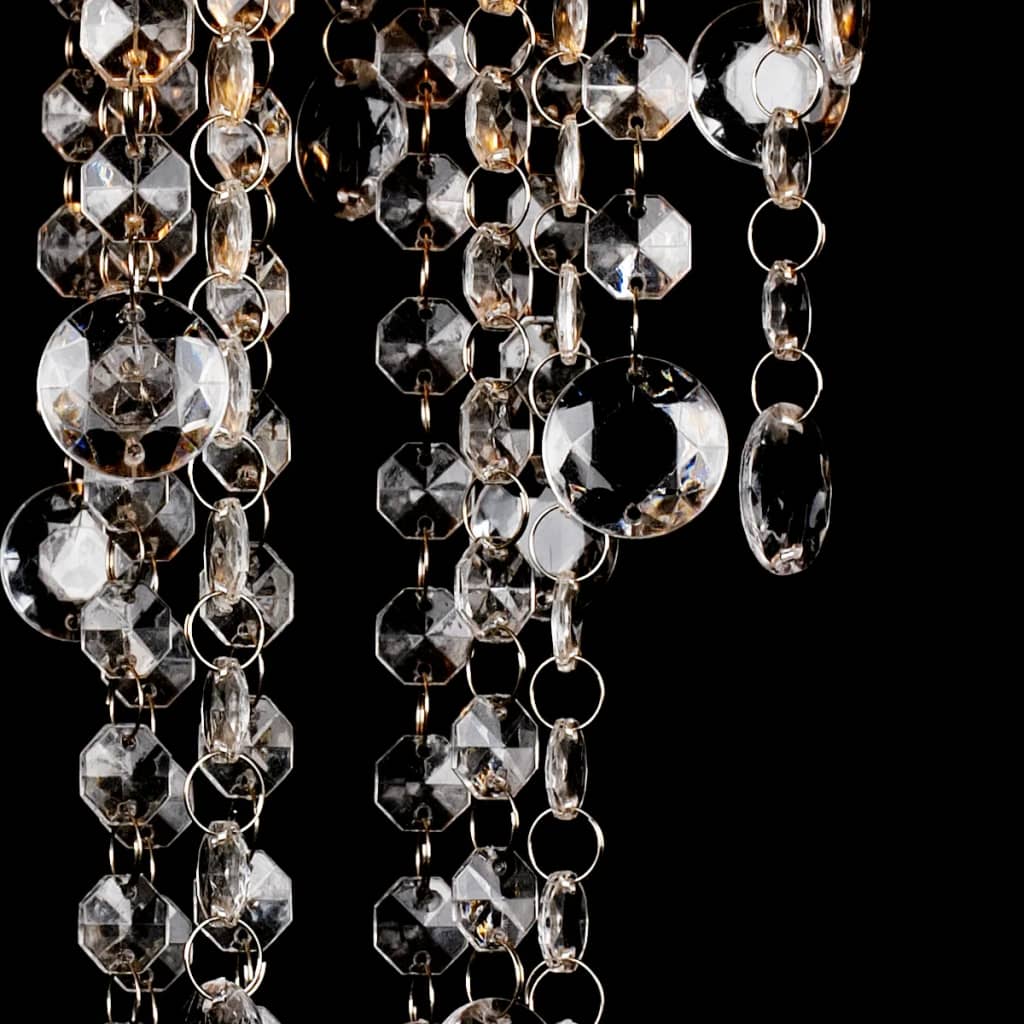 Lampadario In Metallo Bianco Con Perline In Cristallo