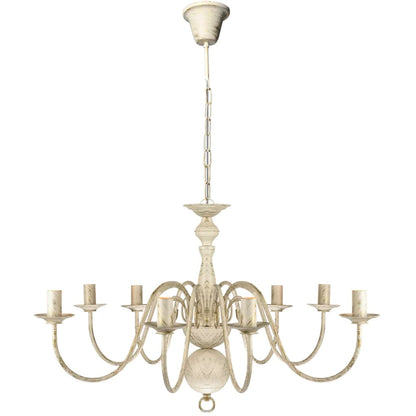 Lampadario Stile Antico Metallo 8 Lampadine E14 Bianco