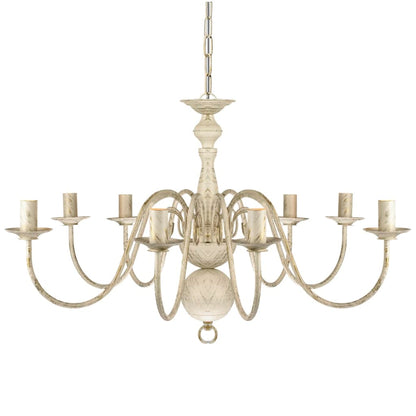 Lampadario Stile Antico Metallo 8 Lampadine E14 Bianco