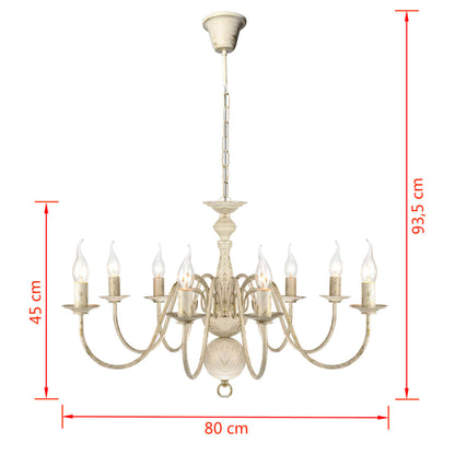 Lampadario Stile Antico Metallo 8 Lampadine E14 Bianco