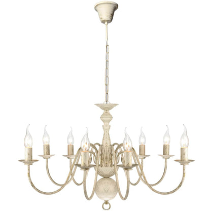 Lampadario Stile Antico Metallo 8 Lampadine E14 Bianco