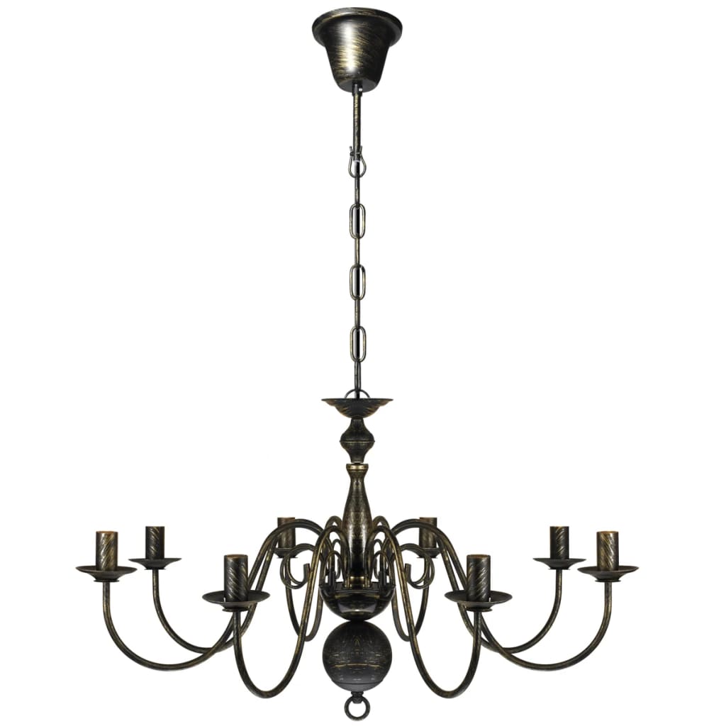 Lampadario Stile Antico Metallo Lampadine 8 X E14 Nero
