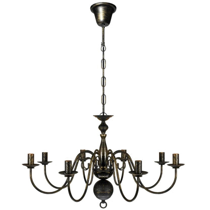 Lampadario Stile Antico Metallo Lampadine 8 X E14 Nero