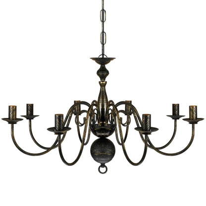 Lampadario Stile Antico Metallo Lampadine 8 X E14 Nero