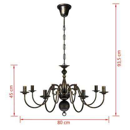 Lampadario Stile Antico Metallo Lampadine 8 X E14 Nero