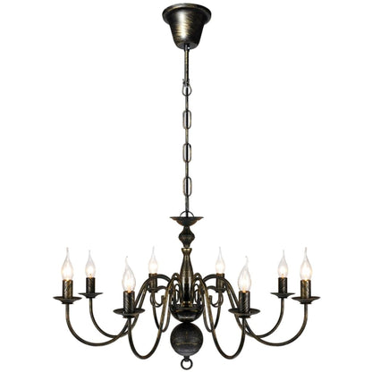 Lampadario Stile Antico Metallo Lampadine 8 X E14 Nero