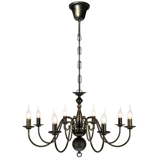 Lampadario Stile Antico Metallo Lampadine 8 X E14 Nero