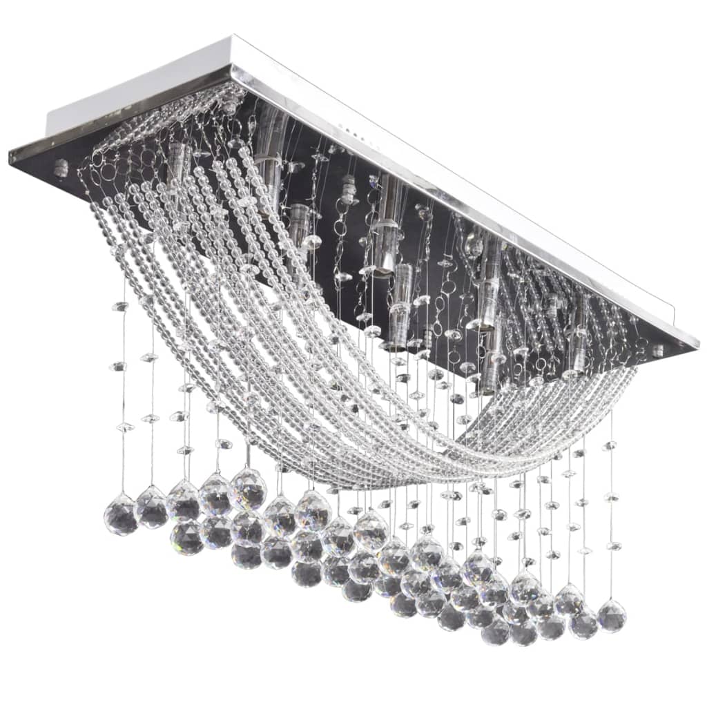 Lampada Da Soffitto Bianca Con Cristalli Di Vetro 8 X G9 29 Cm