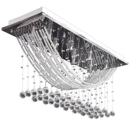 Lampada Da Soffitto Bianca Con Cristalli Di Vetro 8 X G9 29 Cm