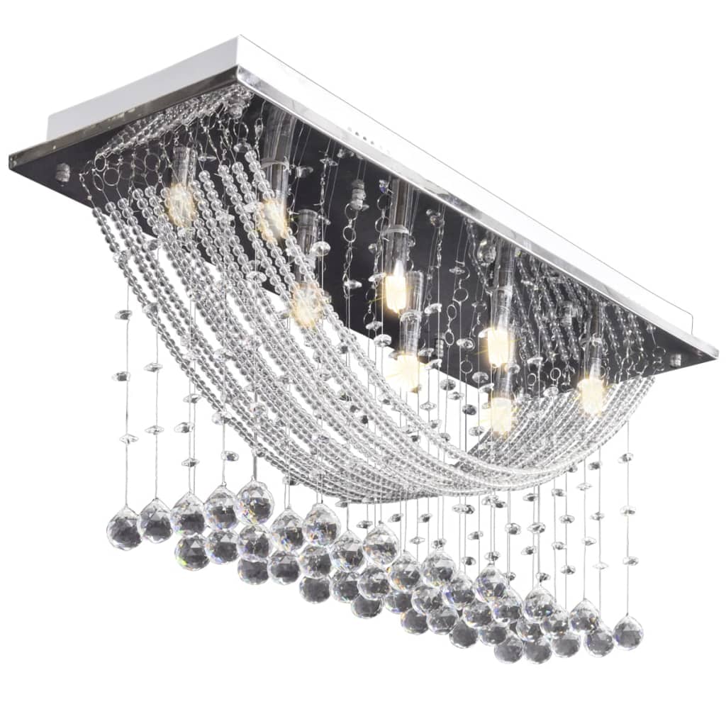 Lampada Da Soffitto Bianca Con Cristalli Di Vetro 8 X G9 29 Cm